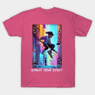 Strut Your Stuff (Action anime boy jumping a stick) T-Shirt
